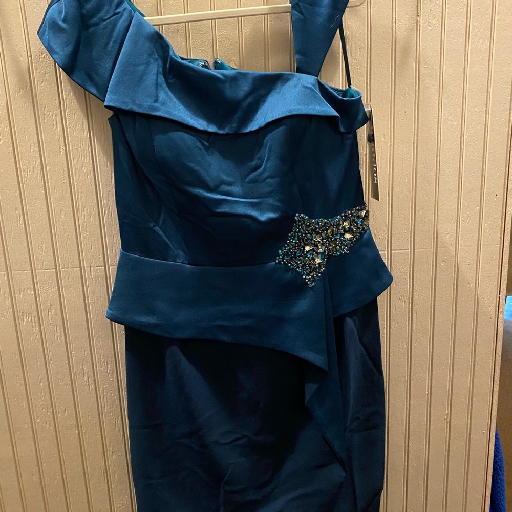 Park108 Desinger Elegant Blue Off-Shoulder Dress